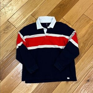 GAP Kids Navy, Red, and White Striped Rugby Shirt Long Sleeve Size Large